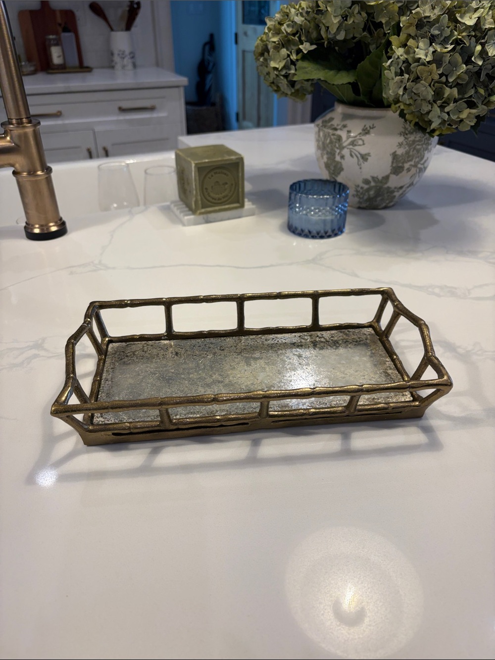 Metallic Gold Decorative Tray - Elegant Home Bath Accent